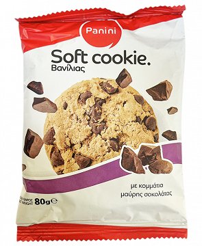 Panini Soft Cookie Βανίλιας Με Κομμάτια Μαύρης Σοκολάτας 80g
