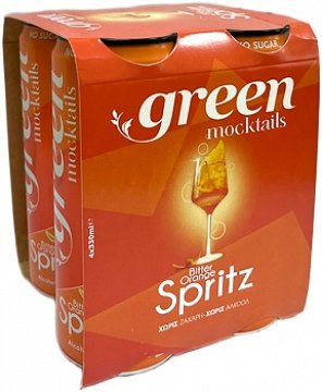 Green Mocktails Bitter Orange Spritz Χωρίς Ζάχαρη & Αλκοόλ 4x330ml
