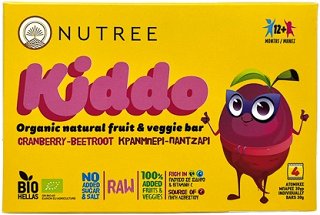 Nutree Kiddo Cranberry-Beetroot Organic Natural Fruit & Veggie Bar 4x30g