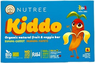 Nutree Kiddo Banana-Carrot Organic Natural Fruit & Veggie Bar 4x30g