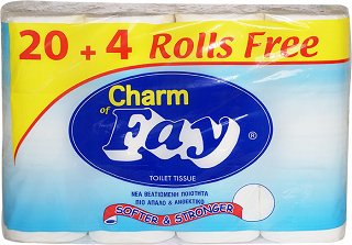Fay Charm White Toilet Paper 20+4Pcs