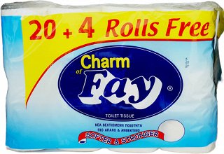 Fay Charm Άσπρο Χαρτί Τουαλέτας 20+4Τεμ