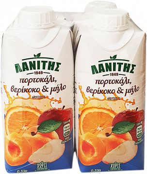 Lanitis Orange Apricot Apple Fruit Drink 4X330ml