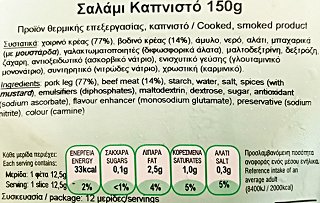 Grigoriou Smoked Salami Slices Gluten Free 150g