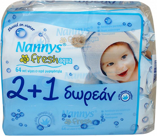Nannys Μωρομάντηλα Fresh Aqua 64Τεμ 2+1 Δωρεάν