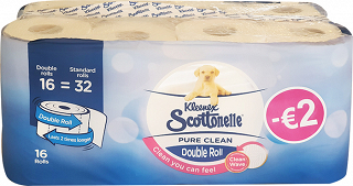 Kleenex Scottonelle Pure Clean Double Roll Χαρτί Τουαλέτας 16Τεμ -2€