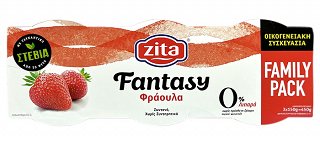 Zita Fantasy Γιαούρτι Φράουλα 0% Με Στέβια 3x150g