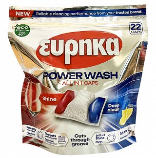 Εύρηκα Power Wash All In 1 Ταμπλέτες Λεμόνι 22Τεμ