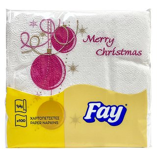 Fay Χαρτοπετσέτες Christmas Balls 1Φύλλο 100Τεμ