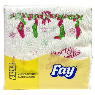 Fay Napkins Santa Socks 1Ply 100Pcs
