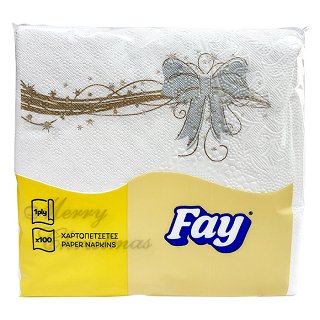 Fay Napkins Gold Silver Ribbon Bow 1Ply 100Pcs