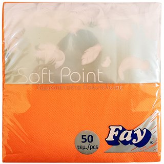 Fay Soft Point Χαρτοπετσέτες Πολυτελείας Πορτοκαλί 38x38cm 2Φύλλα 50Τεμ
