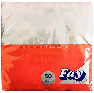 Fay Soft Point Χαρτοπετσέτες Πολυτελείας Κόκκινο 38x38cm 2Φύλλα 50Τεμ