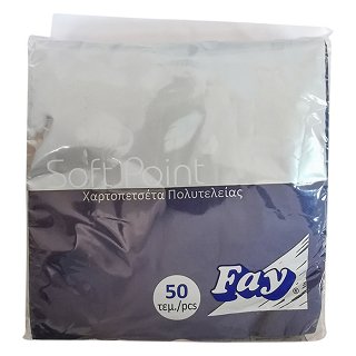 Fay Soft Point Χαρτοπετσέτες Πολυτελείας Μπλε 38x38cm 2Φύλλα 50Τεμ