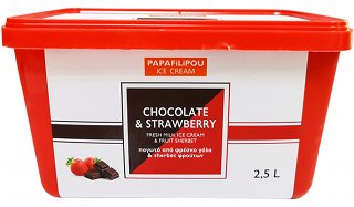 Papafilipou Ice Cream Chocolate & Strawberry Sherbet 2.5L