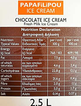 Papafilipou Ice Cream Chocolate & Strawberry Sherbet 2.5L