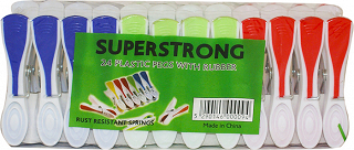 Superstrong Plastic Pegs With Rubber 24Pcs