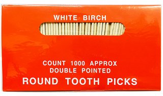 White Birch Round Toothpicks Double Pointed 1000Pcs