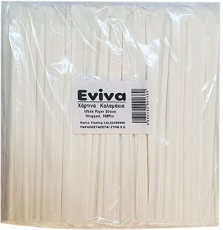 Eviva Άσπρα Καλαμάκια Χάρτινα Συσκευασμένα 100Τεμ