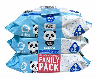Elite Care 99% Water Wipes 3x80Pcs Family Pack