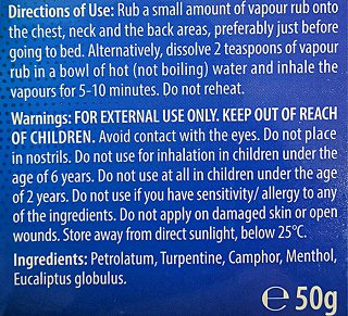 Dr Greg's Vapour Rub With Peppermint & Eucalyptus Oil 50g