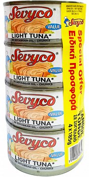 Sevyco Ξανθός Τόνος Σε Σογιέλαιο 4X185g