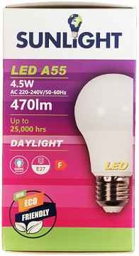Sunlight Led A55 4.5W E27 Daylight Screw Light Bulb 1Pc