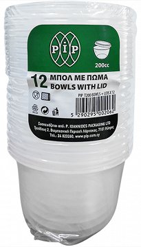 Pip Round Plastic Storage Containers With Lid 200cc 12Pcs