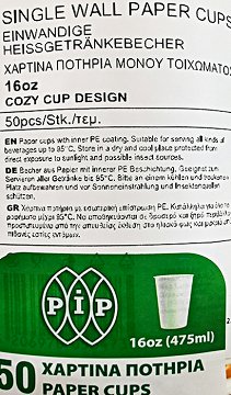 Pip Paper Cups 50X475ml