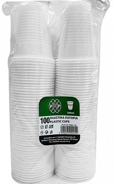 Pip Πλαστικα Ποτηρια Άσπρα 100x200ml