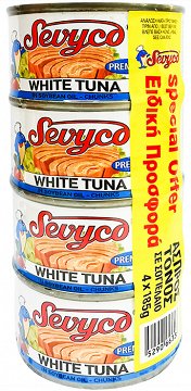 Sevyco White Tuna Chunks In Soyabean Oil 4X185g