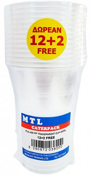 Mtl Caterpack Πλαστκά Ποτήρια 12+2Χ400ml