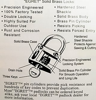 Egret Padlock With 3 Keys