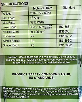 Gk Extension 5 Sockets 3 Meters