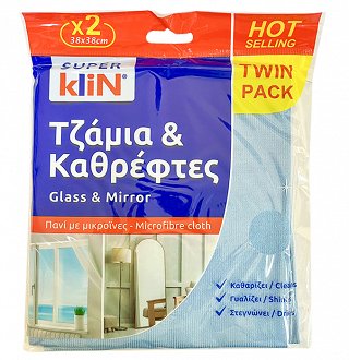 Super Klin Πανί Με Μικροίνες Για Τζάμια & Καθρέφτες 2Τεμ