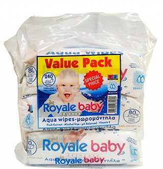 Royale Baby Aqua Wipes 3x80Pcs