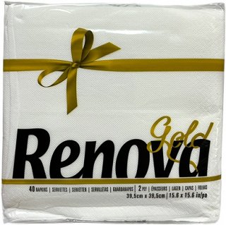 Renova Gold Χαρτοπετσέτες Άσπρο 2Φυλλο 39,5X39,5cm 40Τεμ