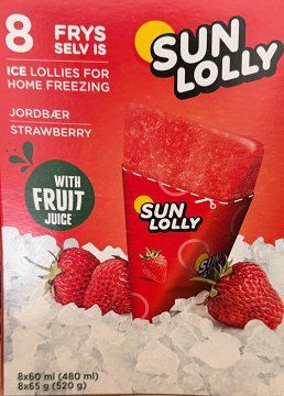 Sun Lolly Strawberry Ice Lollies To Freeze With Fruit Juice 8x60ml