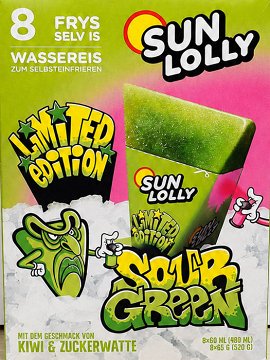 Sun Lolly Sour Green Ice Lollies To Freeze 8x60ml