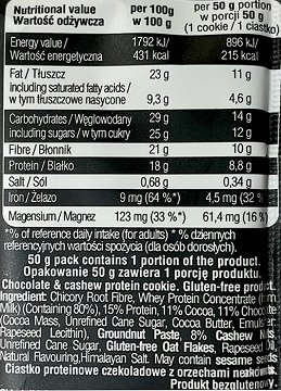 Frank & Oli Protein Soft Cookie Brownie Chocolate Cashew Nuts 50g