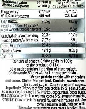 Frank & Oli Protein Soft Cookie Chocolate Cocoa Χωρίς Πρόσθετη Ζάχαρη 50g
