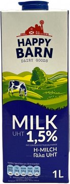 Happy Barn Semi Skimmed 1.5% Long Life Milk 1L