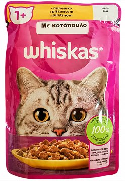 Whiskas Adult Με Κοτόπουλο Σε Ζελέ 85g