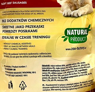 Hilton Dog Treats Soft Beef Sausages 100g