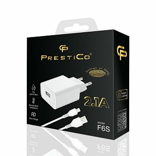 Prestico Usb Charger 2.1A Lightning PD Cable 1Τεμ