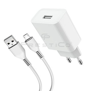Prestico Usb Charger 2.1A Micro Cable PD 1Τεμ