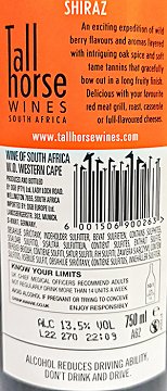 Tall Horse Wines South Africa Shiraz 750ml
