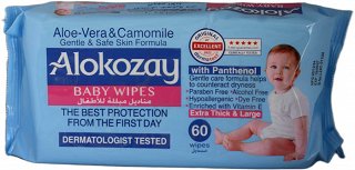 Alokozay Aloe Vera & Camomile Baby Wipes With Panthenol 60Pcs