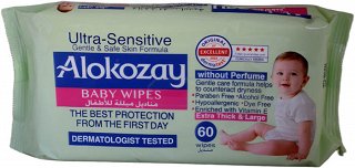 Alokozay Ultra Sensitive Baby Wipes Without Perfume 60Pcs