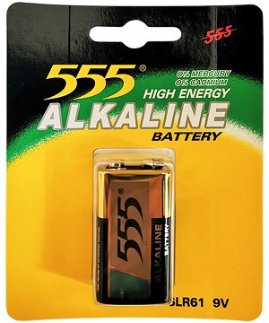 555 Αλκαλική Μπαταρία 9V 1Τεμ